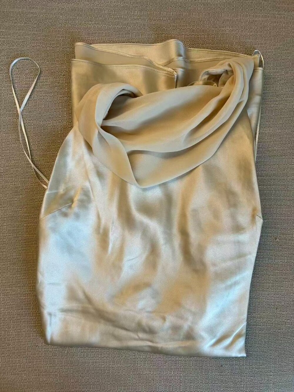 Reformation Satin Mini Dress in Champagne Cream - Picture 5 of 9